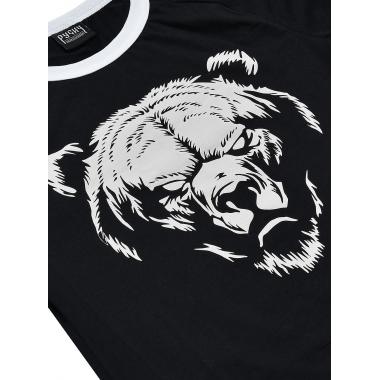 Женская футболка «Медведь» реглан чёрная